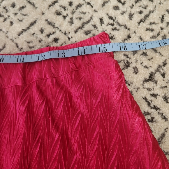 Anthropologie Maeve Pleated Shine Midi Skirt Fushia Hot Pink Barbiecore Girlypop - Picture 7 of 15